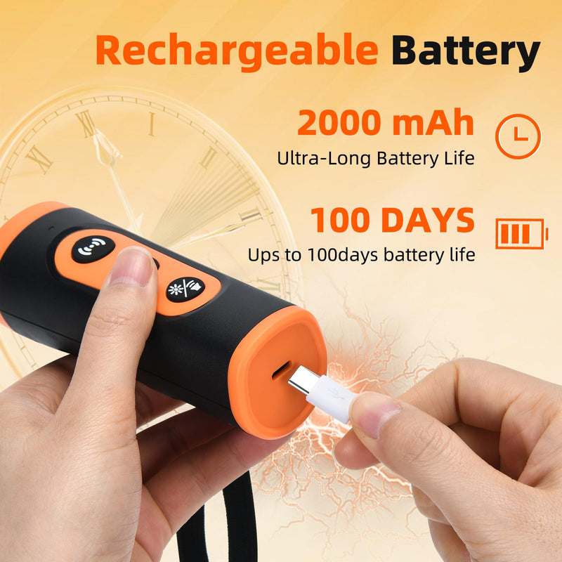 3-in-1 Ultrasonic Dog Bark Deterrent Device with Triple Emitters, 50ft Auto/Manual Bark Control, Rechargeable Battery, Strobe Light & Beep Trainer - Humane No Shock Solution for Aggressive Dogs - PawsPlanet Australia