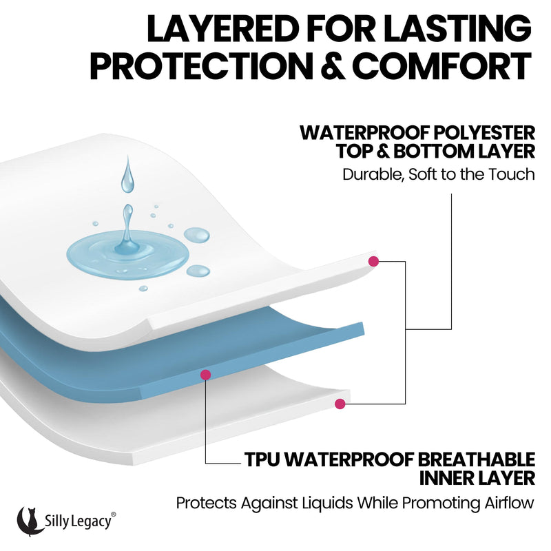 SILLY LEGACY Thin Reversible Waterproof Protective Cover or Liner for Bed or Couch (Twin Size, 90 x 55 inch), for Dogs and Cats, Babies; Incontinence, Dirt, Drool Twin 90 x 55 inch Brown - PawsPlanet Australia