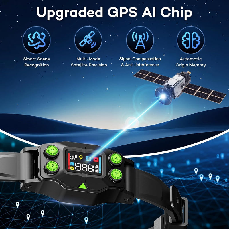 GPS Wireless Dog Fence, Rechargeable Electric Dog Collar with 3 Training Modes, Radius 25-999 Yards, IPX7 Waterproof Invisible Pet Containment System for Medium & Large Dog, Outdoor Use