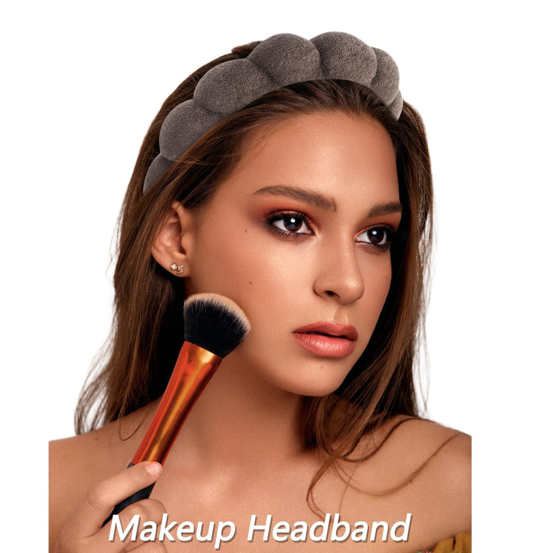 5 Pcs Spa Headbands for women and girls face washing, makeup, facial skin care, fluffy sponge SPA hairband bow hairband hairpin wristband set. (coffee) coffee - PawsPlanet Australia