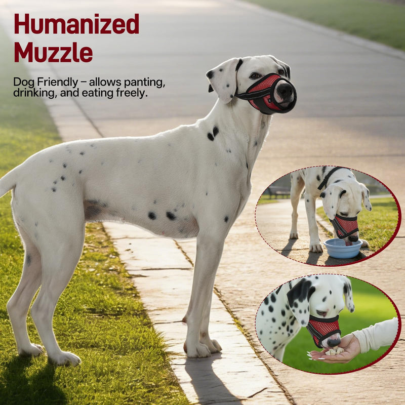 Pezluxe 2-Pack Dog Muzzle, Soft Air Mesh Muzzle Anti Biting Barking Chewing, Secure & Breathable Drinkable Pets Muzzles with Adjustable Strap, for Small Medium Large Dogs (Red-L) Red L - PawsPlanet Australia