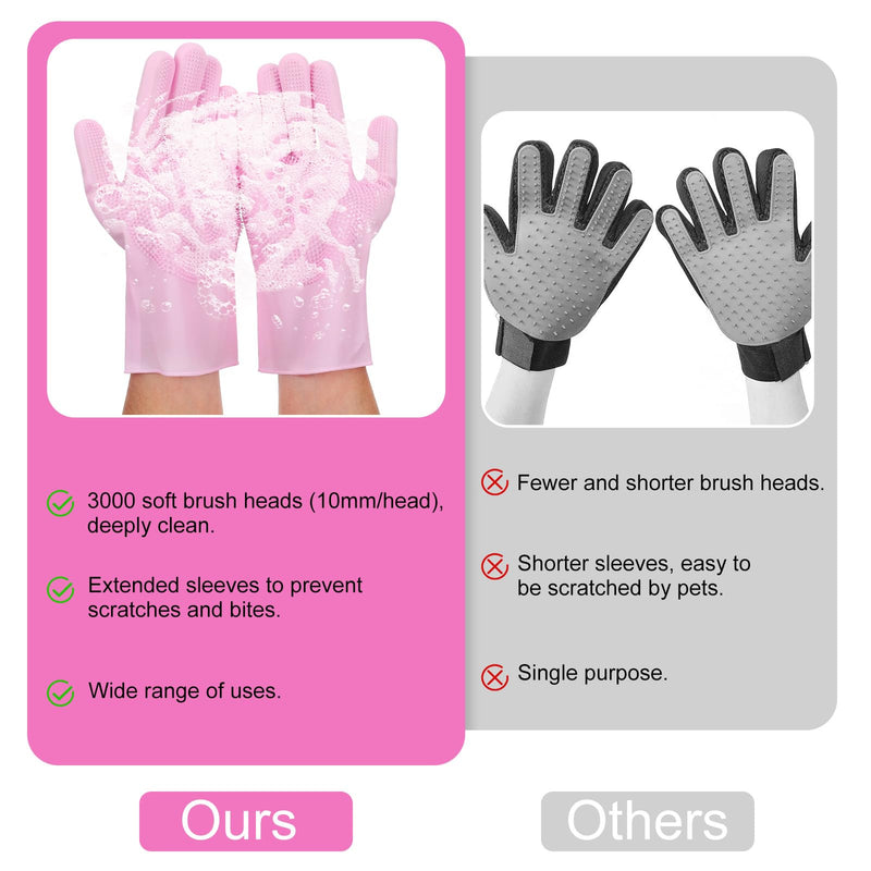 1 Pairs Cat Bathing Gloves, Dog Bath Supplies Pet Grooming Gloves Cat Bathing Supplies Pink Rubber Glove with High-Density Teeth for Pets Massaging Hair Remover Cleaning Body Bath - PawsPlanet Australia