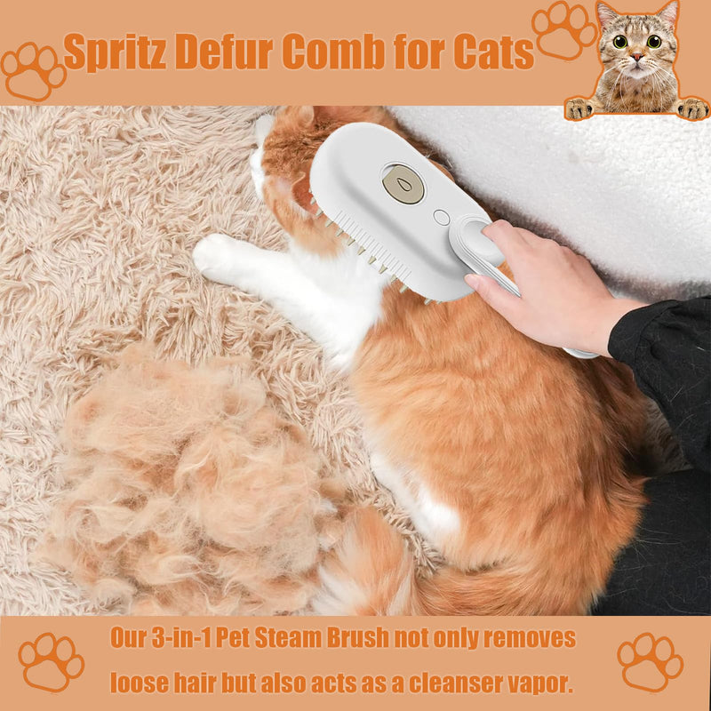 Spritz Defur Comb for Cats, 3-in-1 Cat Steam Brush, Spray Cat Brush for Shedding, Pet Steam Brush, Pet Spray Hair Comb for Long and Short Hair Cats and Dogs (Brown) Brown - PawsPlanet Australia