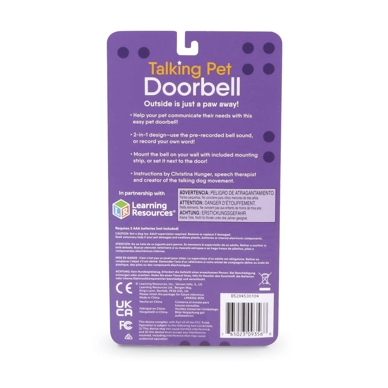 Hunger for Words Talking Pet Doorbell - 1 Piece Doorbell for Dogs, Doggie Doorbell, Perfect for Dog Potty Training, Talking Dog Buttons - PawsPlanet Australia