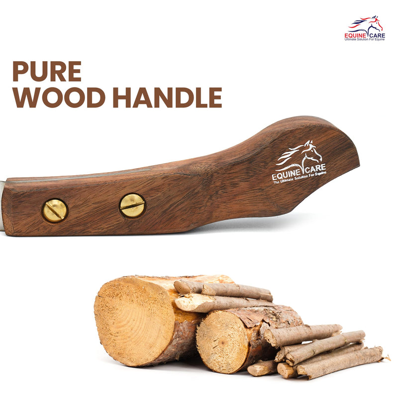 Equine Care Right-Handed Hoof Knife – Ultra-Sharp J2 Steel Blade | Professional Farrier Hoof Knife & Horse Hoof Trimmer | Ergonomic Wooden Handle for Horses & Livestock Hoof Care Right Handed