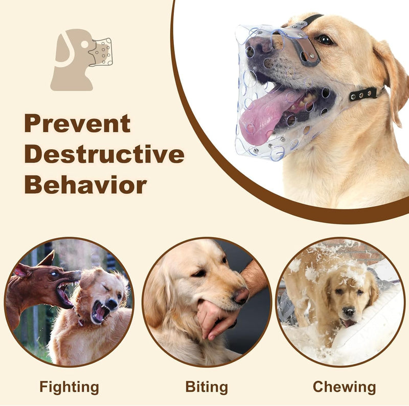 Mayerzon Dog Muzzle, Basket Muzzle for Large Medium Small Dogs, Humane Cage Mouth Guard to Prevent Biting Chewing Eating, Breathable Muzzle for Grooming Training Walking Vet Visits (XL, Clear) XL - PawsPlanet Australia