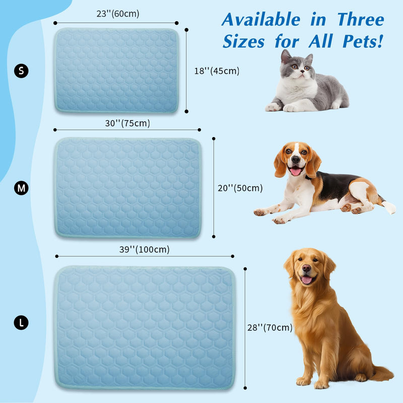 Mannice Premium Cooling Mat for Dogs Non-Slip Self-Cooling Pad for Dogs Pet Cat Indoor Portable Kennel Puppy Bed for Summer Crate Pad for Dog Washable Light Blue 20x30 inch - PawsPlanet Australia