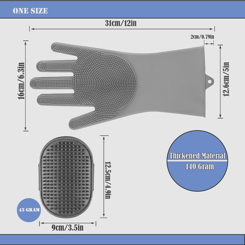 Pet Grooming Gloves-Dog Bath Supplies-pet Supplies-cat Brush-pet Hair Removal Tool -pet Dog Supplies -pet cat Supplies-Efficient Deshedding Glove for Dogs, Cats, Rabbits and Horses - 1 Pack (Gray) gray - PawsPlanet Australia