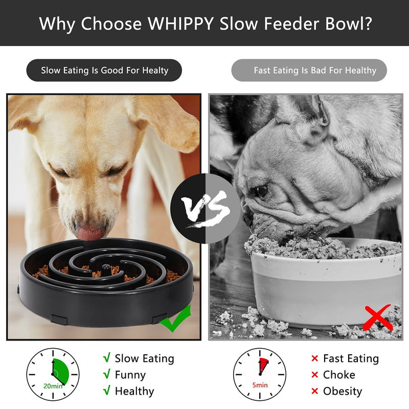 Slow Feeder Dog Bowls for Large Medium Dog Non Slip Maze Puzzle Bowl Pet Slower Food Feeding Dishes Interactive Bloat Stop Preventing Choking Healthy Dog Bowl, Black A-black