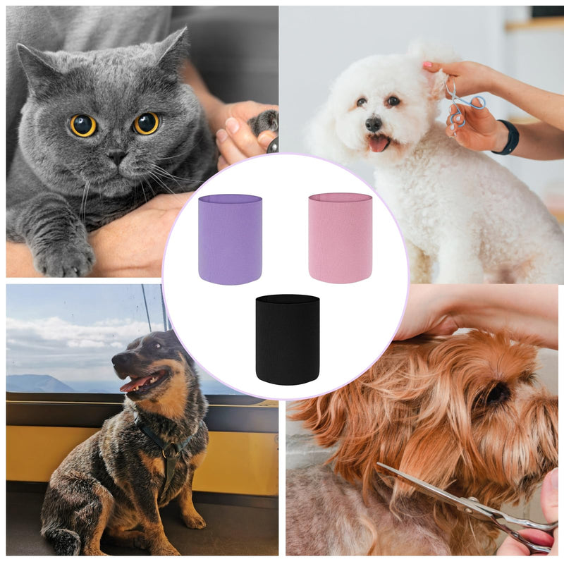 3 Pcs Dog Ear Protectors, Dog Ear Defenders, Warm and Soft Dogs Snood, Dogs Snood for Wearing in Bathing Grooming Waterproof Reducing Noise (Black, Purple, Pink)