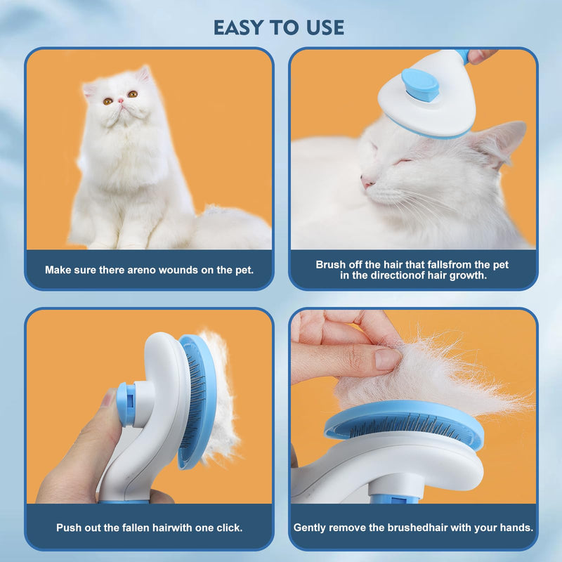 Dog & Cat Hair Brush, Self Cleaning Slicker Brush for Grooming Long & Short Haired Pets, Easy to Remove Loose & Tangles Undercoat, Suitable for All Breeds & Sizes, Promote Circulation - PawsPlanet Australia