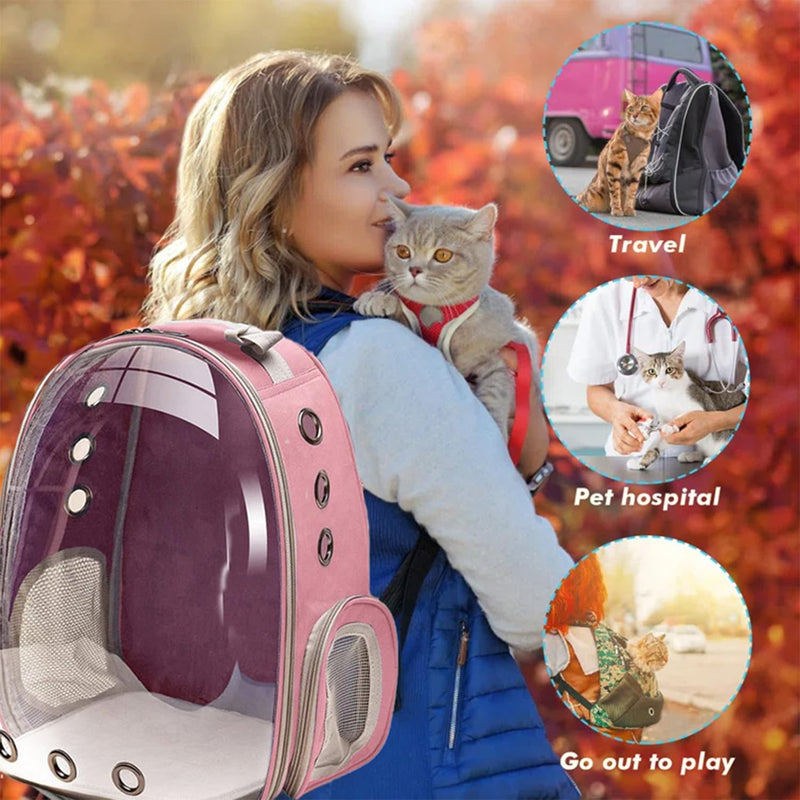 Cat Backpack Carrier, Pet Cat Carrier with Ventilated Design for Carrying Puppy Cats, Pet Carrier Backpack for Traveling/Hiking/Camping/Outdoors Airline Approved Travel Carrier(Pink) Pink