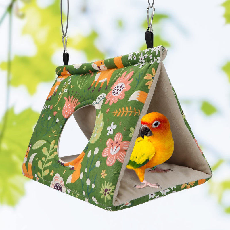 Wontee Bird Nest House Winter Warm Snuggle Hut Bird Bed Hanging Hammock for Parakeets Caique Senegal Quaker Parrots Cockatiels Conures (Large, Green) Large - PawsPlanet Australia