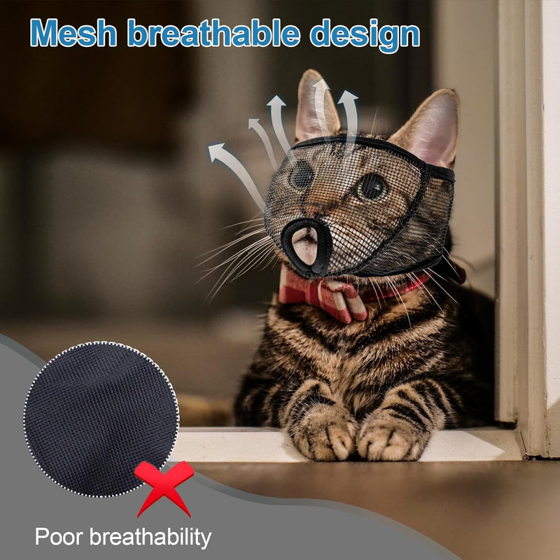 Cat Muzzle for Grooming Nail Trimming with Soft Mesh Covered, Prevent Biting Chewing(L,Black) L Black