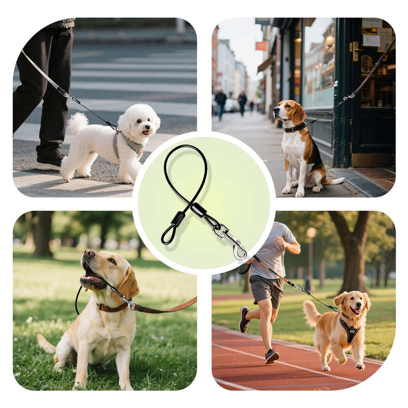Chew Proof Dog Leash, 2 Pack Metal Cable Lead Collar Extender Non-Tangle Connect Dog Leash for Teething Puppies Small Medium and Large Dogs for Collars and Harnesses (5mm, M) 5mm, M - PawsPlanet Australia