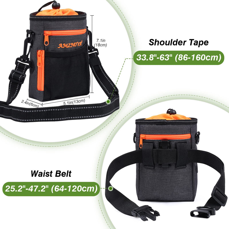 AMZNOVA Dog Treat Bag Treatkit Dog Treat Pouch, Waist Clip On Crossbody Fanny Pack for Pet, Training Pouch with Shoulder Strap & Waist Belt for Walking & Training, 6Cups, Heather Black Large Capacity - PawsPlanet Australia