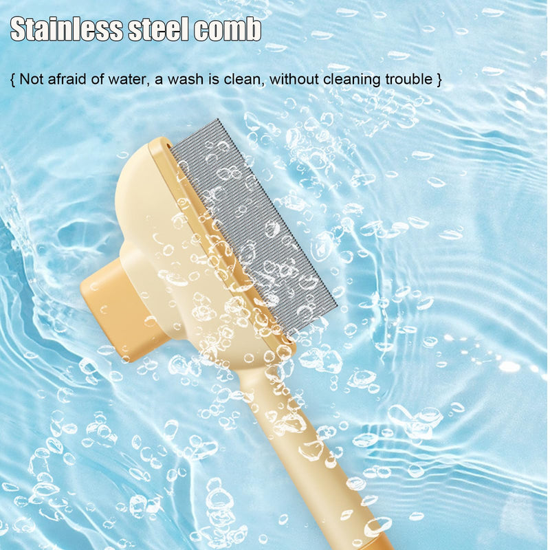 Flea Comb for Cats Dogs Brush for Shedding Pet Hair Removal Comb with Long & Short Stainless Steel Teeth for Deshedding - PawsPlanet Australia