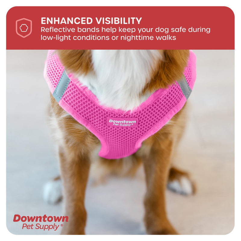 Downtown Pet Supply Step in Dog Harness for Small Dogs No Pull, Medium, Pink - Adjustable Harness with Padded Mesh Fabric and Reflective Trim - Buckle Strap Harness for Dogs - PawsPlanet Australia