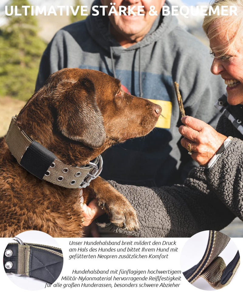 Dog Collar, 5 cm Wide Nylon Neoprene Collar with Handle, Extra Large Dog Breeds, Black, Soft Padded, 56-66 cm