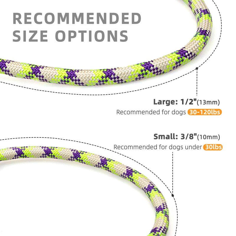 Durable Slip Leads for Dogs, Heavy Duty Strong Rope Slip Leash for Large, Medium Dogs No Pull Training Leashes (Purple and Green Alternating, 1/2" x 6 FT (30~120 lbs.)) Purple and Green Alternating 1/2" x 6 FT (30~120 lbs.) - PawsPlanet Australia