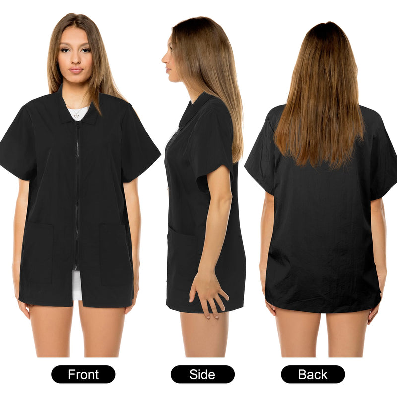 MCEAST 2 Pack Black Pet Groomer Uniforms with Full Zipper Water Resistant and Anti-Static Pet Smock Clothes for Women Men, XX-Large - PawsPlanet Australia
