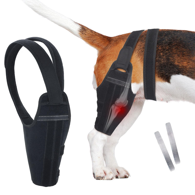 Dog Knee Brace for Torn ACL Hind Leg–Adjustable Support Dog Leg Brace for Back Leg with 2 Stabilizers, Hip Support to Reduces Pain Luxating Patella , Ligament Injuries, CCL (Black, Right Leg, S)