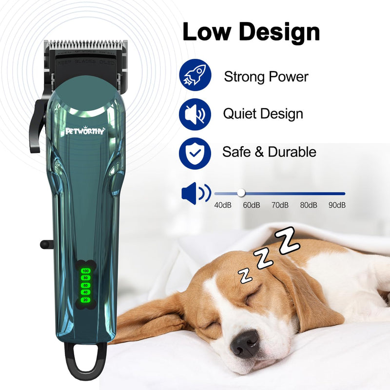 Quiet Dog Grooming Kit - 2000mAh Dog Clippers for Grooming Dog Grooming Clippers for Heavy Thick Hair Coats Waterproof Rechargeable Cordless Clippers Safe and Easy to Clean Home Pet Grooming Plating Blue - PawsPlanet Australia
