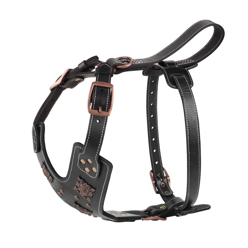PET ARTIST Spiked Custom Studded Leather Dog Harness for Medium Large Dogs,Heavy Duty Vest with Adjustable Straps Soft for Big Dogs Boxer Pitbull Rottweiler Bull Mastiff Black XL Chest:26-37" - PawsPlanet Australia