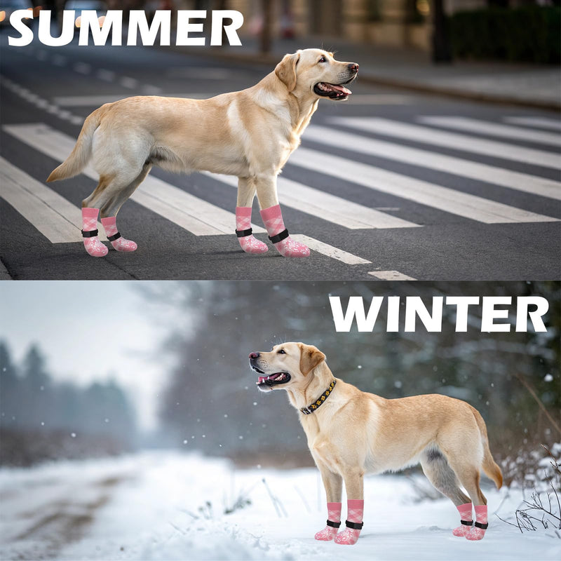 EXPAWLORER Dog Socks to Prevent Licking Paws, Dog Shoes for Hot Pavement, Anti Slip Dog Booties for Hardwood Floors, Dog Boots & Paw Protectors for Small Medium Large Senior Dogs, Pink XS X-Small - PawsPlanet Australia