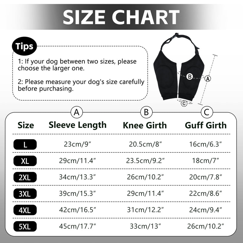 Dog Elbow Protector for Front Leg Calluses, Dog Joint Recovery Sleeve for Prevent Licking, Adjustable Dog Elbow Pads Dog Leg Wound Care, Dog Knee Brace Protector Pads for Canine Sprain Arthritis, 3XL 3X-Large(Sleeve Length:15.3") Black - PawsPlanet Australia