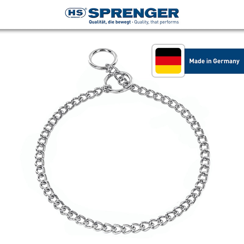 Herm Sprenger - Chrome Plated Steel Dog Training Collar - Narrow Round Links Slip Dog Chain - for Small Medium Large Dogs - Professional Training Collar - Made in Germany (16 inches (40 cm)) 16 inches (40 cm) - PawsPlanet Australia
