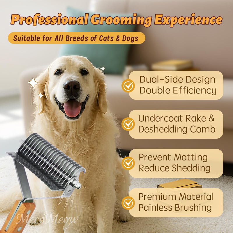 3 in 1 Undercoat Rake for Cats- Professional Pet Dematting & Deshedding, Efficiently Remove Loose Hair & Matted Fur, Professional Shedding Comb for Indoor & Long Haired Cats Dogs - PawsPlanet Australia