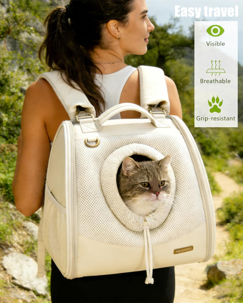 Pet Dog & Cat Chest Carrier Backpack,Adjustable Ventilated Carrier for Small Dogs Cats,Front Facing Puppy Carrier Backpack,Lightweight Doggy Backpack for Travel Hiking Outdoor (Beige) Beige - PawsPlanet Australia