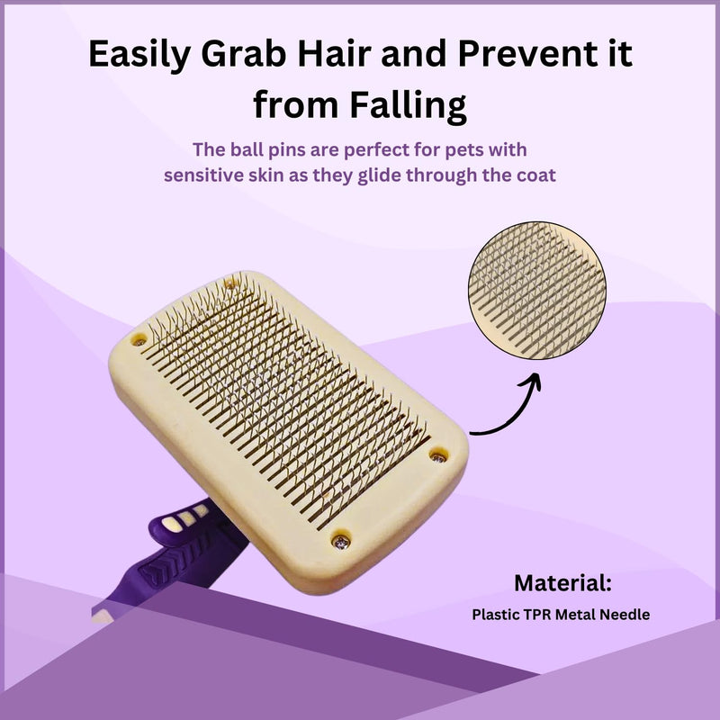 PetBuds Flea Comb for Dogs and Cats, Dog Hair Comb Grooming Tool for Removing Tear Stains, Fleas, Dandruff, Lice (Slicker Dog Brush, 2, count) Slicker Dog Brush 2.0