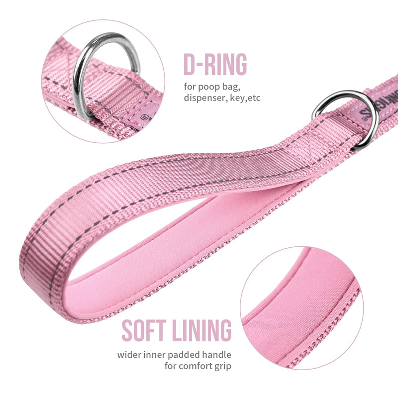 OneTigris Handled No-Pull Dog Walking Leash Long Traffic Leads for Medium to Large Dogs (Pink, 4FT) Pink - PawsPlanet Australia
