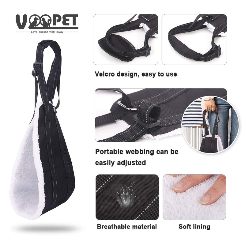 VOOPET Dog Sling, Help Lift Back Legs, Portable Hip Support Harness Assist Lift Dogs Rear for Canine Aid - Pet Lift Harness for Small Medium & Large Dogs Hind Leg Support Rehabilitation S:(Length 38-54in / Width 5in) Black