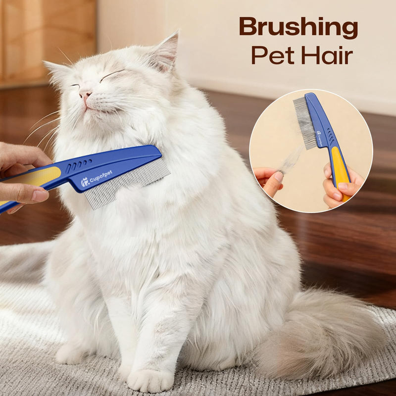 3-Pack Flea Comb with Rubber Handle, Fine Tooth Flea and Tick Combs for Dogs & Cats, Anti-Slip Pet Grooming Comb for Puppies, Kitties (Pink) Pink - PawsPlanet Australia