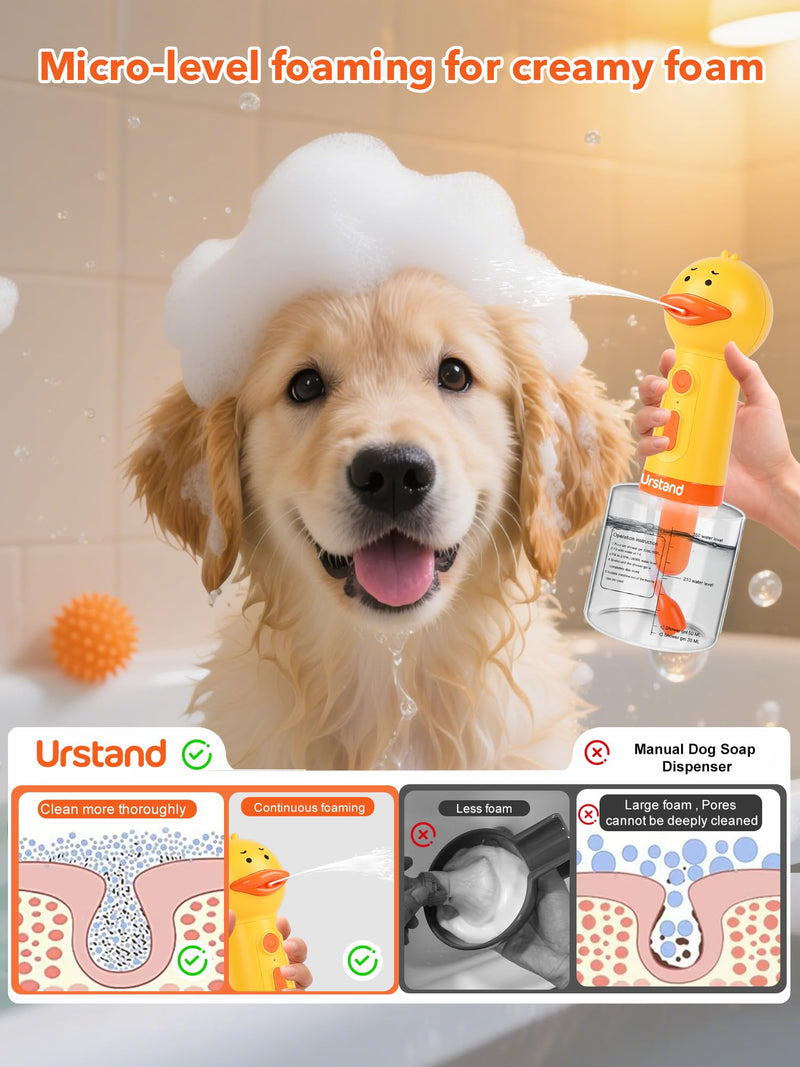 Dog Foaming Soap Dispenser, Automatic Electric Dog Shampoo Foamer Sprayer, Rechargeable Ducky Foaming Dog Shampoo Sprayer for Dog and Cat Bathing, Bathroom, Kitchen, Toilet Cleaning - PawsPlanet Australia