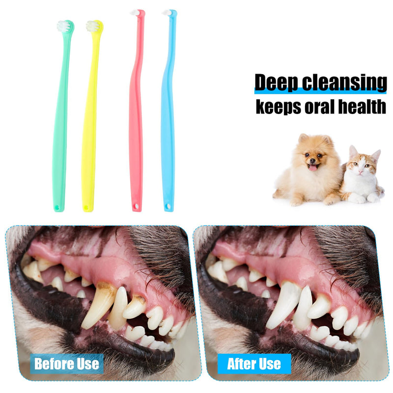 4pcs Dog & Cat Toothbrush, Round & Pointed Soft Bristle Pets Toothbrush Micro Head Kitten Teeth Cleaning Brush Dental Care for Puppy Kitty Reduce Plaque Tartar Formation & Bad Breath (Color 2) Color 2 - PawsPlanet Australia