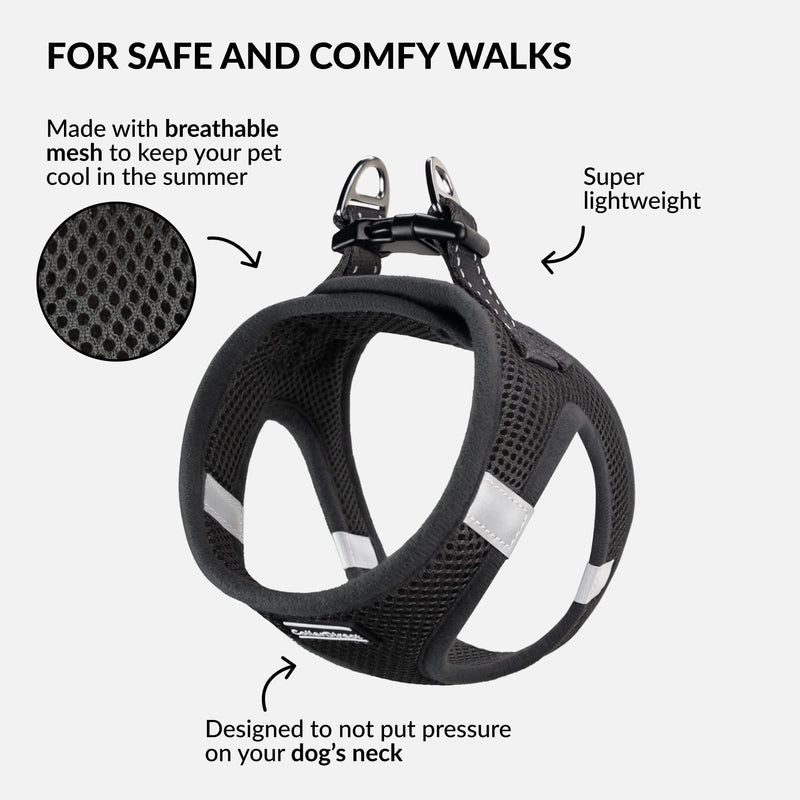 CollarDirect Step-in Reflective Dog Harness - Any Weather Air Mesh for Small and Medium Dogs Easy to Put On and Off (Size M, Black) - PawsPlanet Australia