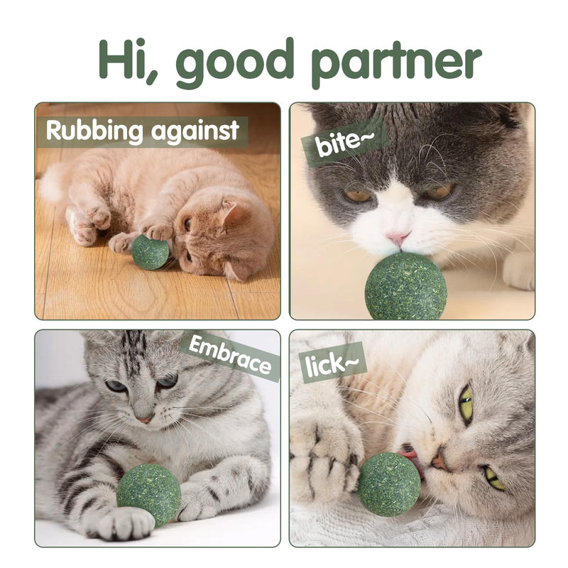 6PCS Catnip Balls Catnip Toys Indoor Cat Interactive Toys Kitten Big Cat Biting Ball Licking Toys Natural Catnip Balls for All Breeds of Cats Toys for Chewing and Cleaning Teeth, greens