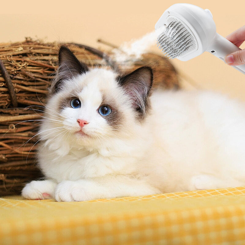 Texsens Spray Cat Brush with Release Button - Self Cleaning Cat Grooming Brush for Releasing Tangles & Loose Fur with Massage - Ideal for Long & Short Hair Dogs and Cats - USB Rechargeable - PawsPlanet Australia