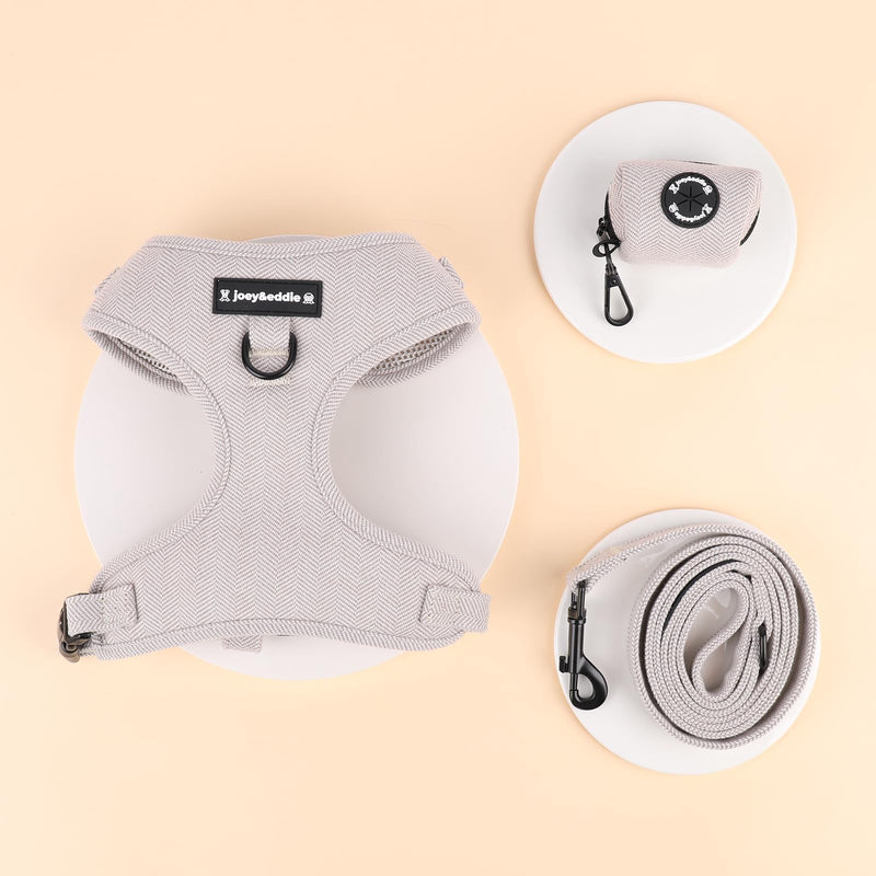 Luxury Tweed Harness Set, 3 Pieces: Adjustable Harness, Lead, Poop Bag Holder, Washable (Extra Small) Extra Small - PawsPlanet Australia