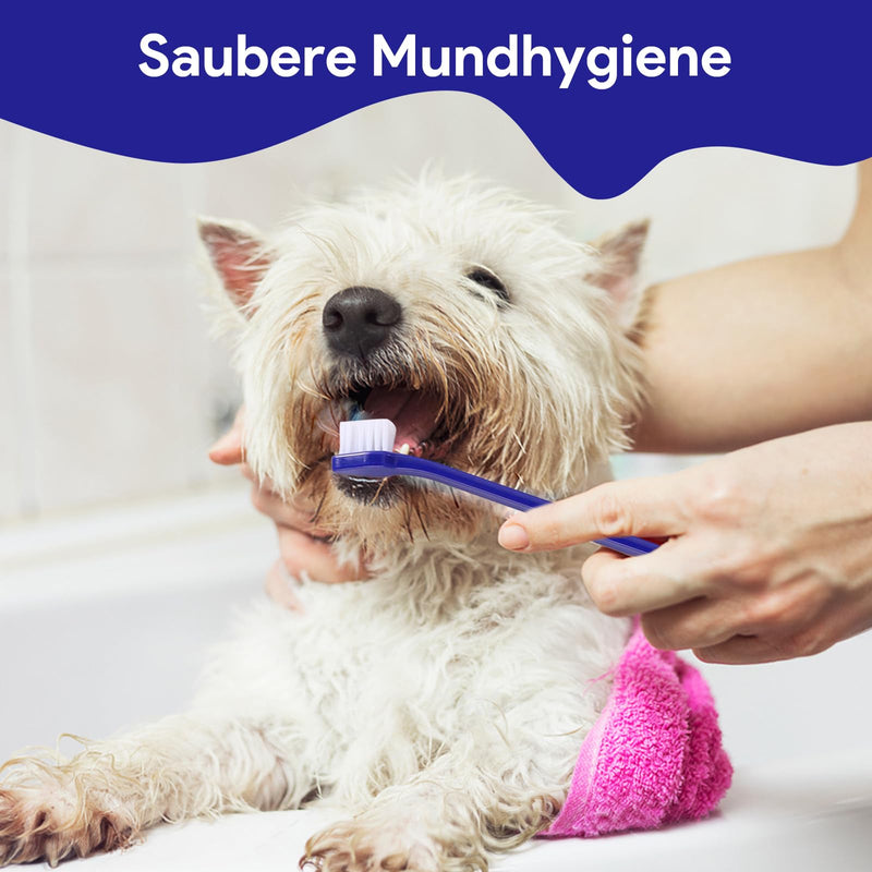 Dog Dental Care Set, Dog Toothpaste Against Tartar and Dog Toothbrush Finger Toothbrush Set, Dog Toothbrush, Dental Care for Dogs and Cats, Removes Plaque and Bad Breath (Blue) Set 2