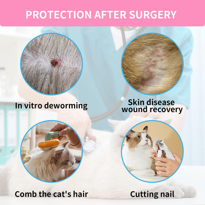 Soft Cat Cone Collar for Cats, Adjustable Recovery Collar with Cute Pink Pattern, Waterproof & Dirt-Proof, 2-Way Wear, Prevents Licking & Scratching,Cat Cone Collar Soft, Dog Cones for Small Dogs,(L) L
