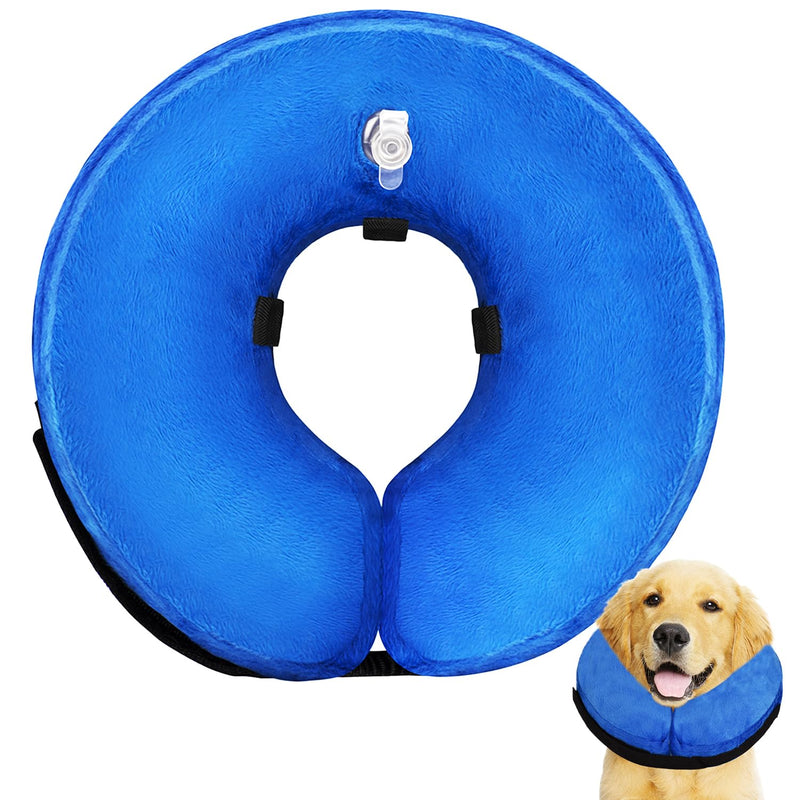 Dog Cone Collar for Small Medium Large Dogs After Surgery, Inflatable Dog Neck Donut Collar, Adjustable Dog Cone, E-Collar for Dogs Recovery, Soft Dog Cones Alternative, Protective Pet Cones for Dogs Medium (Neck Girth: 8"-11") Blue
