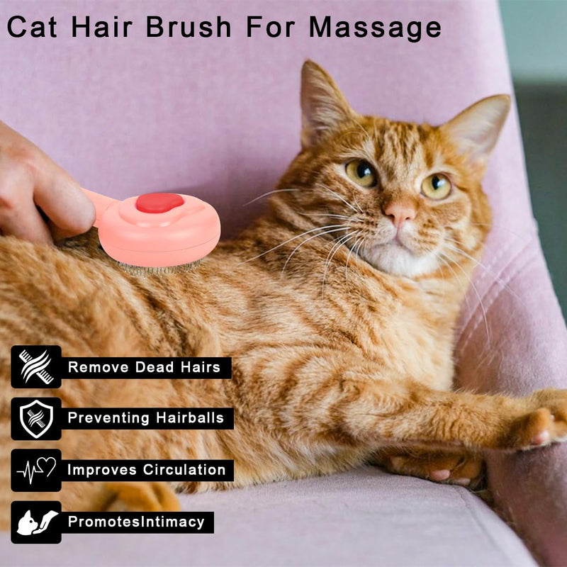 Self-Cleaning Pet Grooming Brush for Dogs & Cats - Effortlessly Removes Loose Hair, Tangles, and Mats - Ideal for Long & Short Hair Pets - Ergonomic, Skin-Friendly Design with Massage Particles Pink - PawsPlanet Australia