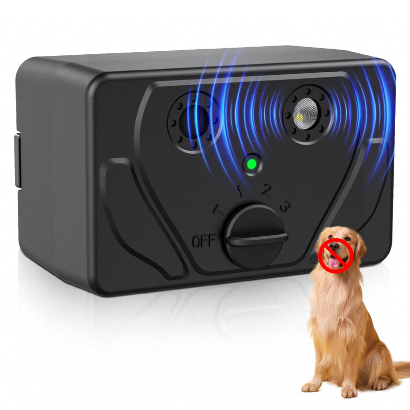 Amerisun Anti Barking Device Sonic Dog Bark Deterrent Professional Dog Training Tool Outdoor Bark Control Device 50ft Range no bark Collar for Dogs Silencer Indoor or Outdoor (Black) Black