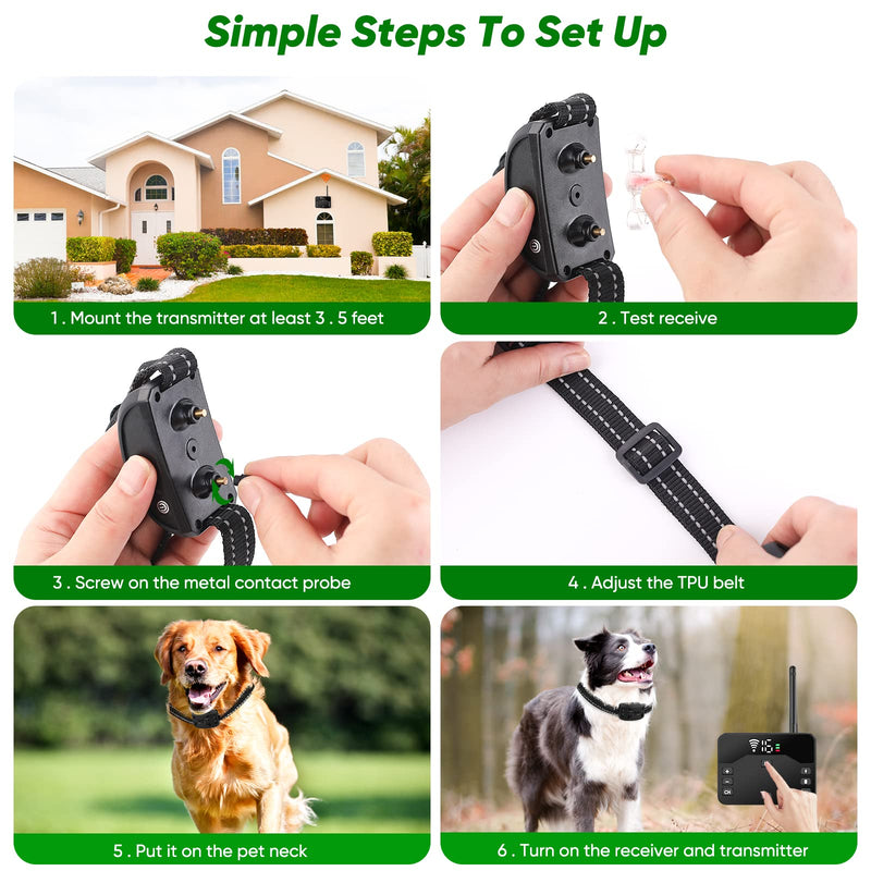 Wireless Dog Fence,Remote Training Collar & Electric Fence,Waterproof & Rechargeable,2025 Wireless Dog Training Collar for Medium & Large Sizes Dogs Extra Collar