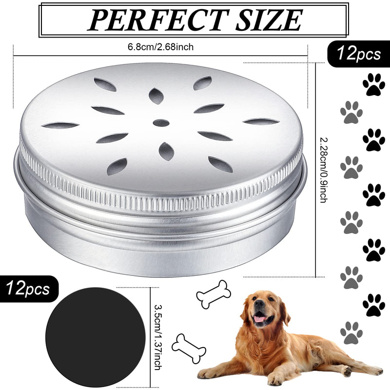 Oudain 12 Pack Dog Scent Work Tins, Dog Scent Training Box, Dog Nose Metal Container with 12 Magnetic Dots, Dog Scent Training Kit Smell Training Canisters Aluminum Cans for Dogs Training (Cute) - PawsPlanet Australia
